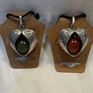 Pendant angel wings locket 1.5” wings opens silver tone no chain CHOOSE 1